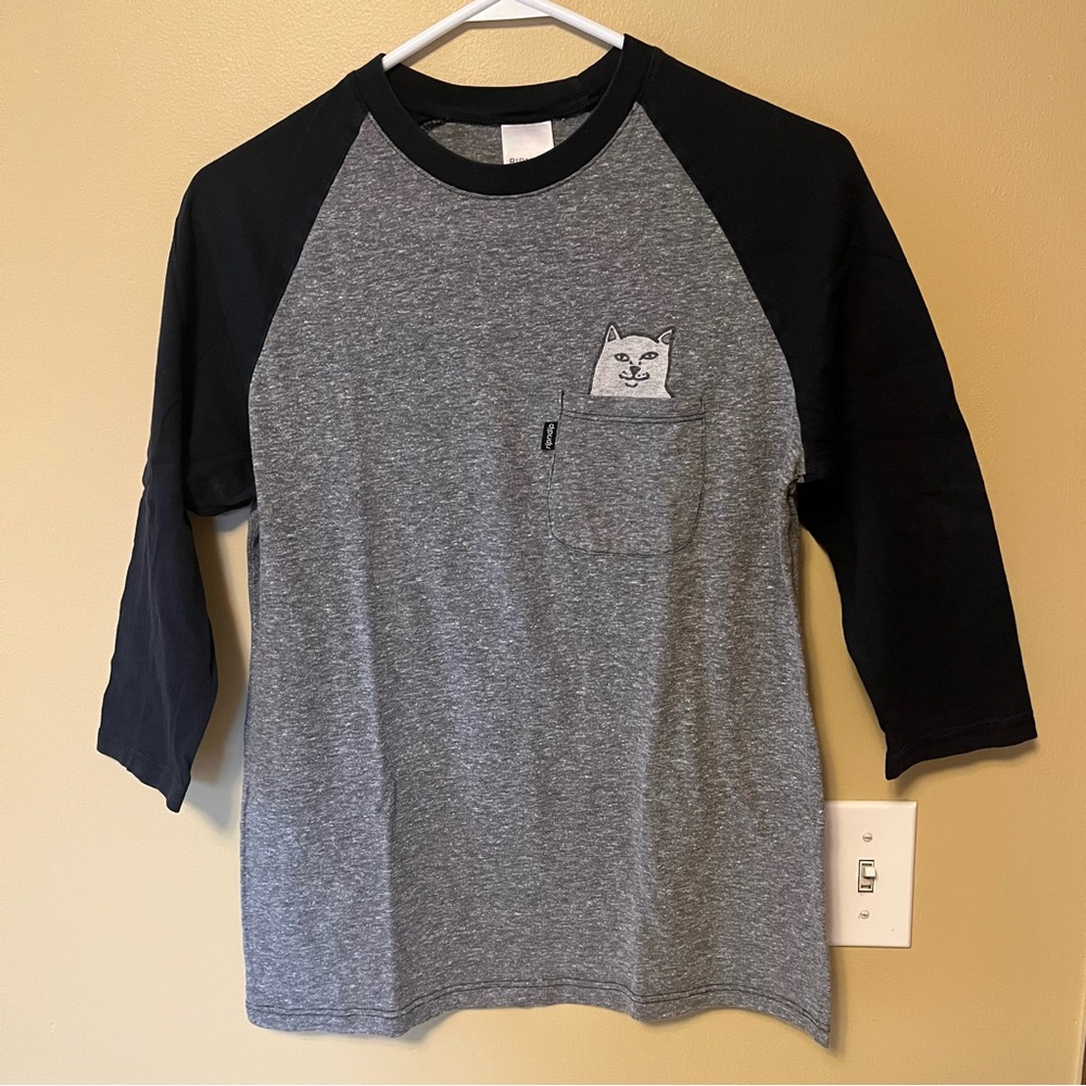 Ripndip Gray and Black Raglan Tee